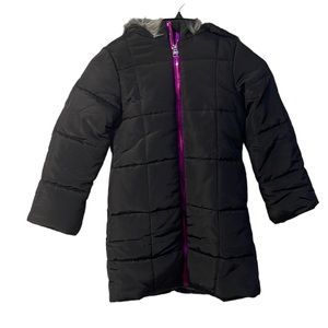 Calvin Klein Little Girls Metalliac Zipper Long Puffer